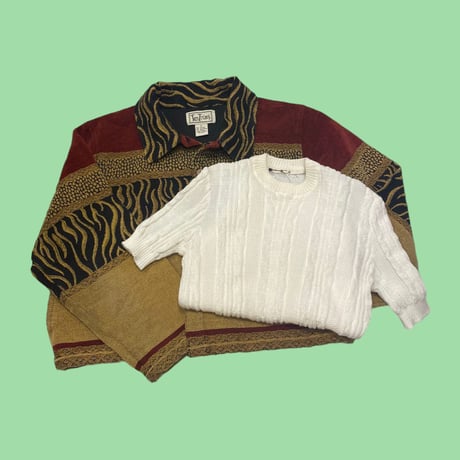 [USED] 半袖 クロップ丈 WHITEニット
