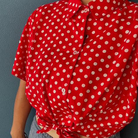 [USED] American apparel ドット柄前結びシャツ ❤️
