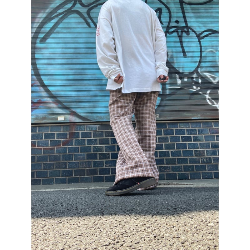 70s vintage check poly pants ポリパンツ USED] 70's POLY PANTS | garden730
