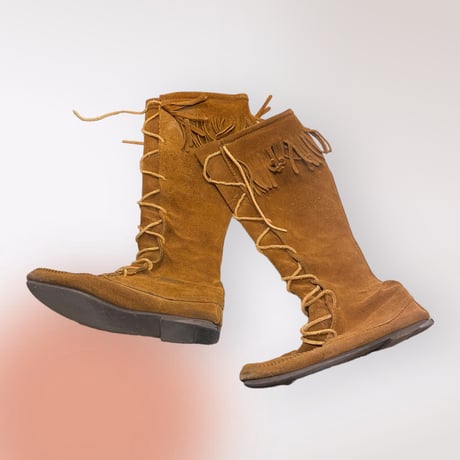 [USED] "MINNETONKA" フリンジ編み上げlong boots