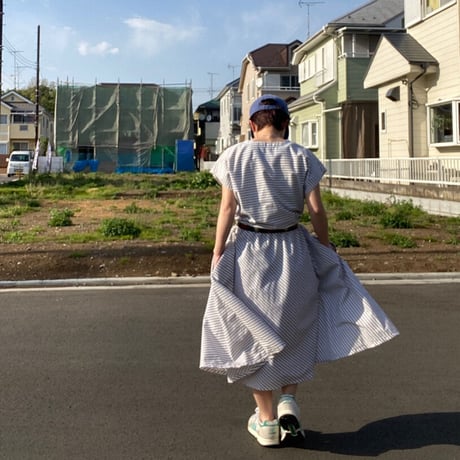 [USED]ストライプ🤍フレアワンピース