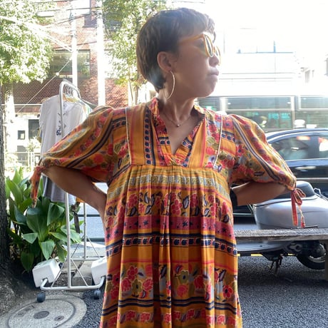 [USED] vintage 花柄Aラインワンピース