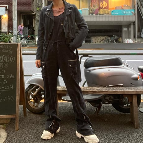 [USED] black denimライダースJKT