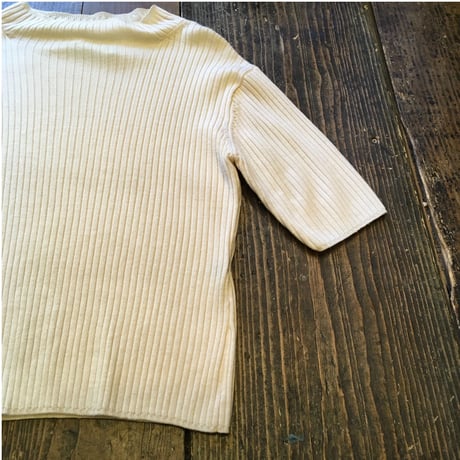 [USED] シンプル五分袖リブニット