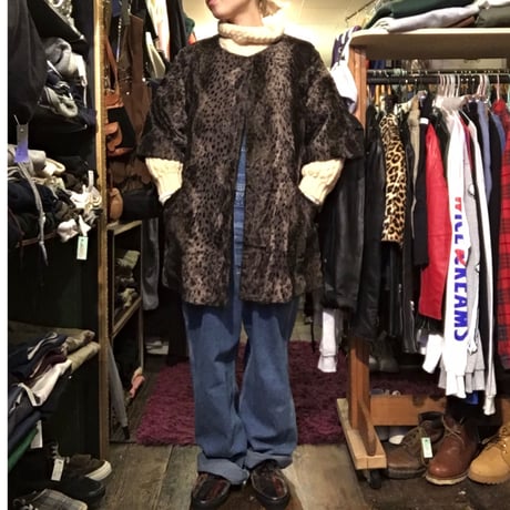 [USED] レオパード柄 fakefur short sleeve JKT