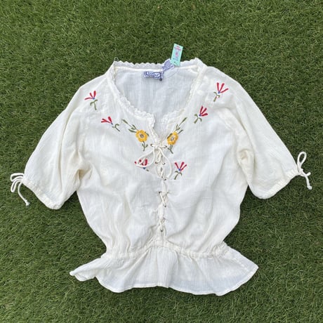[USED] コットンガーゼ刺繍TOPS