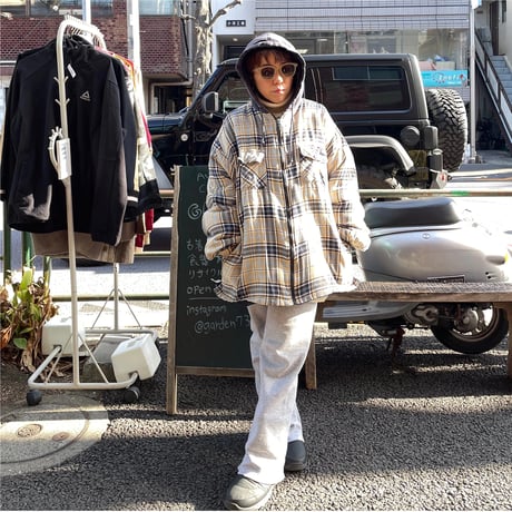 [USED] Dickies 綿入りフードネル NAVY/BGE