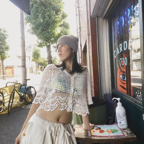 [USED] White 鍵あみ KNIT カーディガン