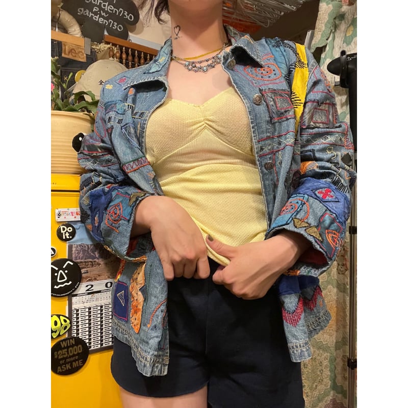希少 伊太利屋　デニムジャケット パッチワーク USED]パッチワークデニムジャケット | garden730
