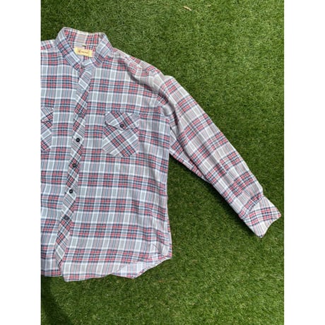 [USED] 80's ネルshirts バンドカラー