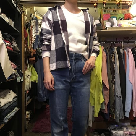 [USED] cotton 100% チェックジッパーシャツ