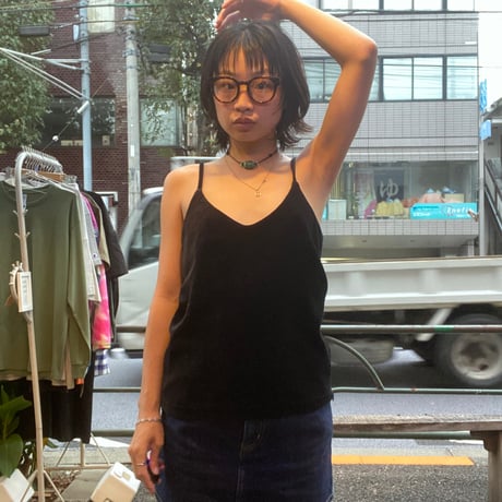 [USED]ベロアBLACK キャミトップス