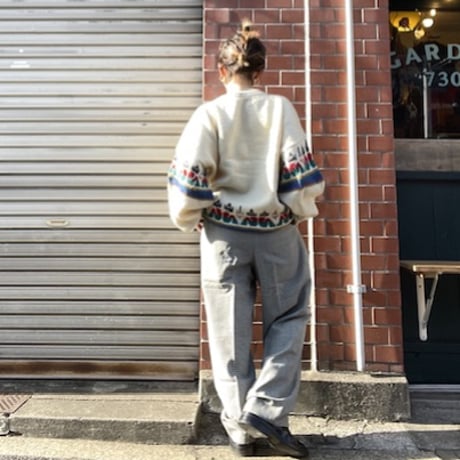 [USED] 千鳥柄 loose タックパンツ