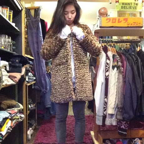 [USED]フェイクファー ひょう柄 コート