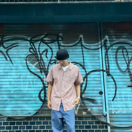 [USED］S/Sワインレッド　チェックシャツ
