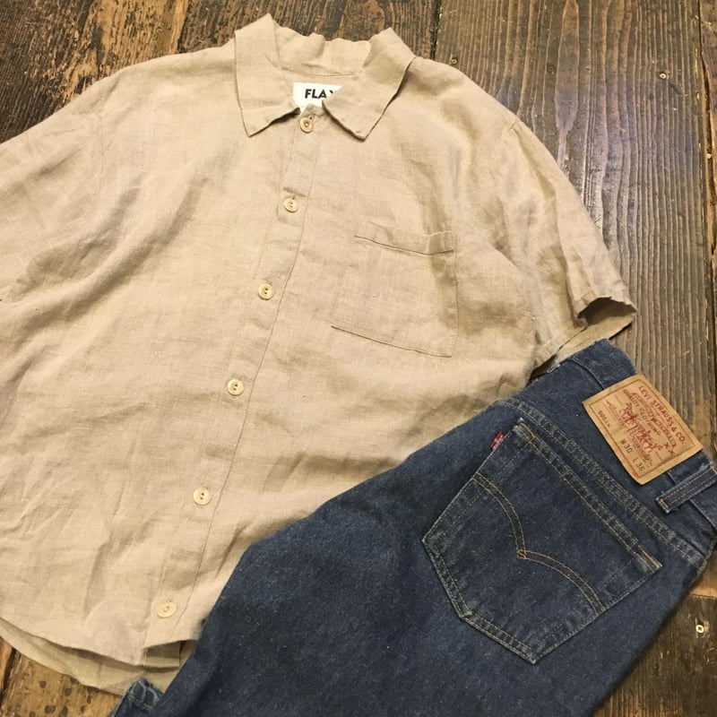USED ユーロ古着 イタリア製 FLAX リネンシャツ 黄色 vintage USED ユーロ古着 イタリア製 FLAX リネンシャツ 黄色 vintage