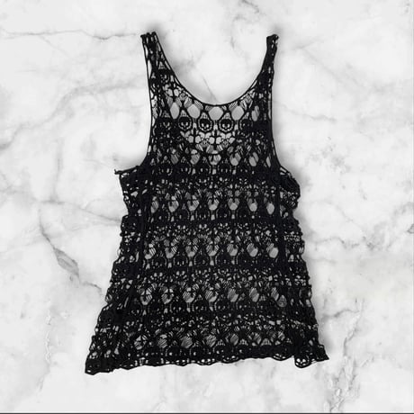 [USED] BLK かぎ編み レース タンクトップ ♡