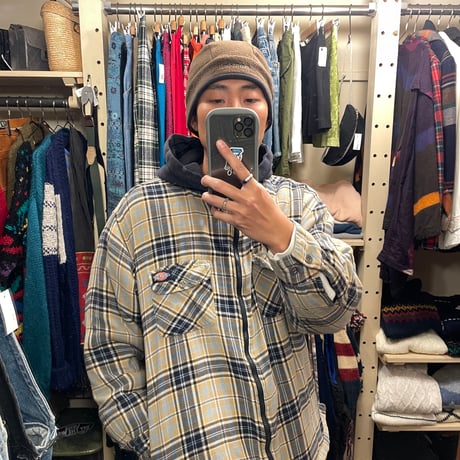 [USED] Dickies 綿入りフードネル NAVY/BGE