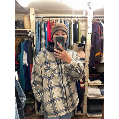 [USED] Dickies 綿入りフードネル NAVY/BGE