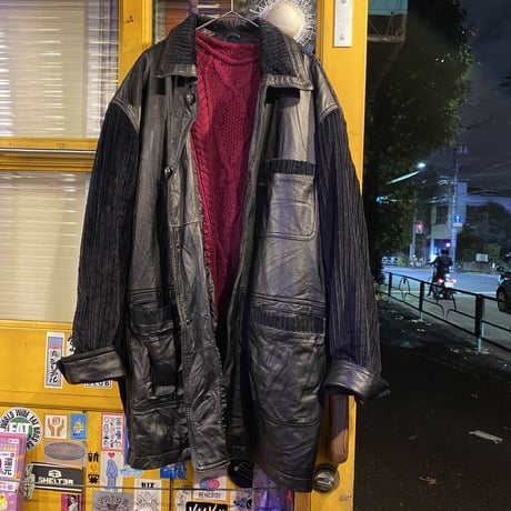 [USED] LEATHER×CORDUROY♡ LONG JKT