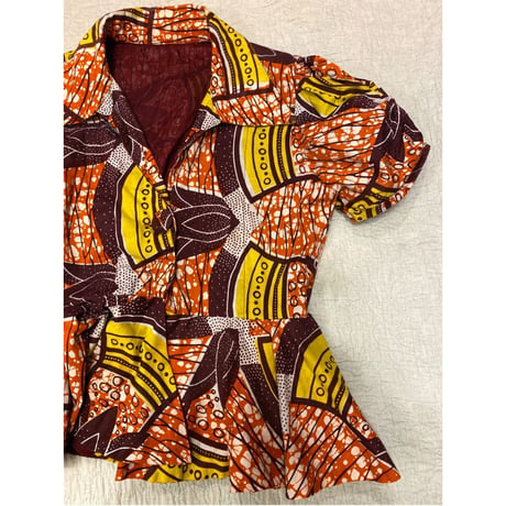 [USED] AFRICAN BATIK ぺプラムブラウス