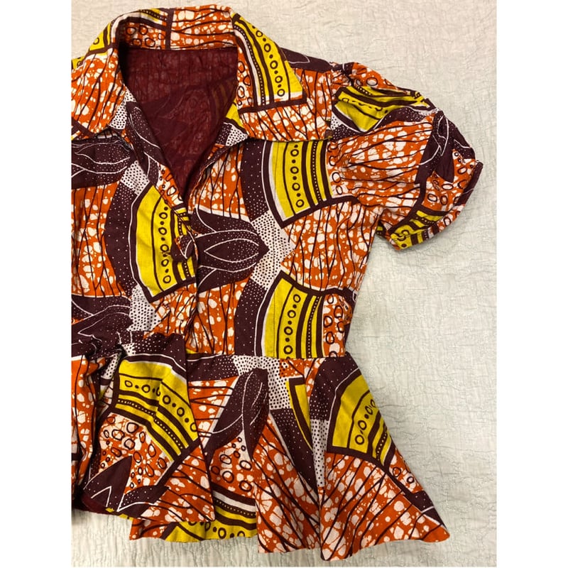 USED] AFRICAN BATIK ぺプラムブラウス | garden730