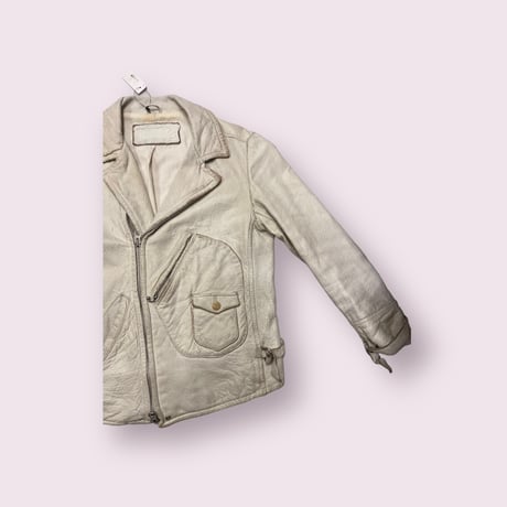 USED］white real leather ライダースJKT