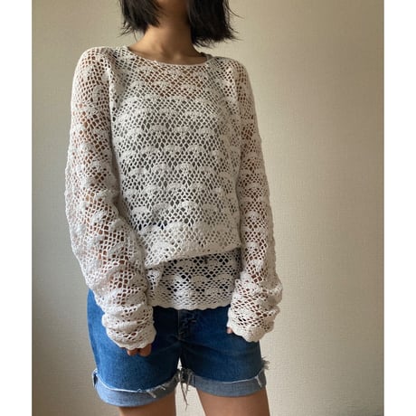 [USED] かぎ編み ロングニット
