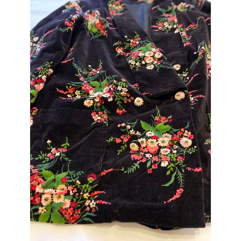 花柄ベルベットテーラードジャケット USED] 花柄 ベロアJACKET | garden730