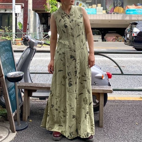 [USED] リネンGREENワンピース