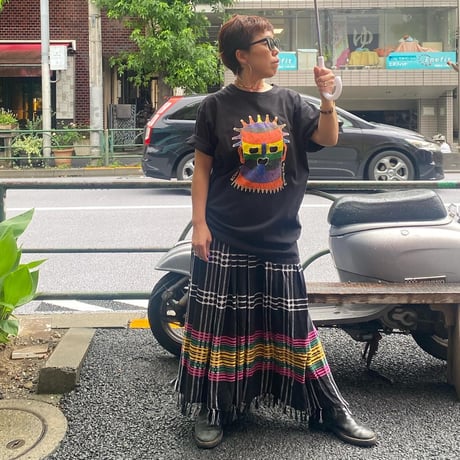[USED] レーヨンチェック柄ロングスカート