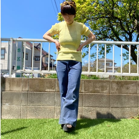 [USED] パステルイエロー半袖ニット