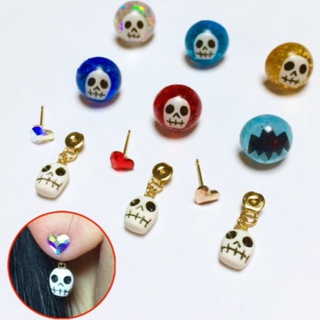 [BENICOTOY] ミニドームピアス/スカル♡ピアス