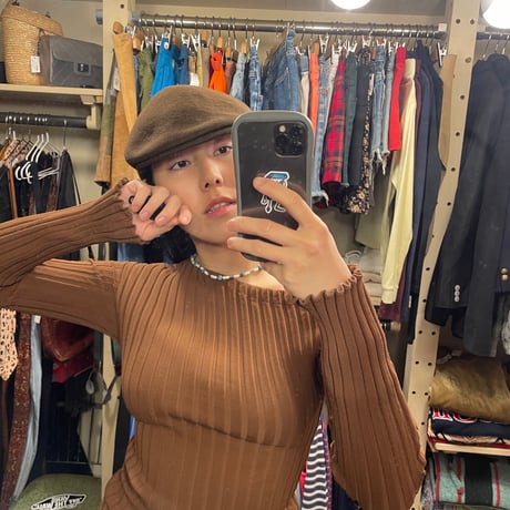 [USED]Jane Smith brown タイトストレッチトップス
