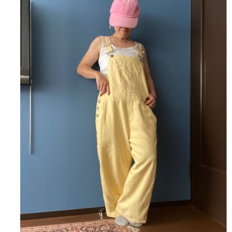 [USED] イエロー💛ヒッコリーオーバーオール