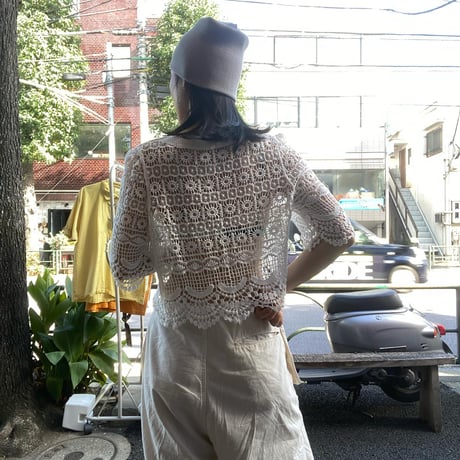 [USED] White 鍵あみ KNIT カーディガン
