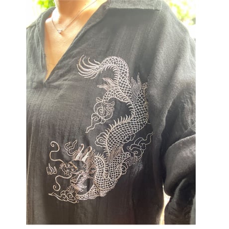 [USED] ドラゴン🐉刺繍入りガーゼ シャツ