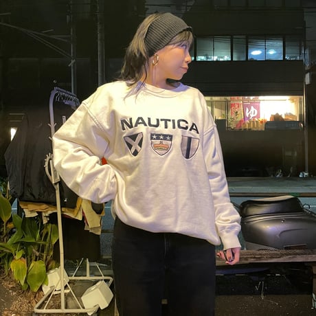 [USED] ”nautica” WHITE COTTON SWEAT