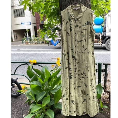 [USED] リネンGREENワンピース