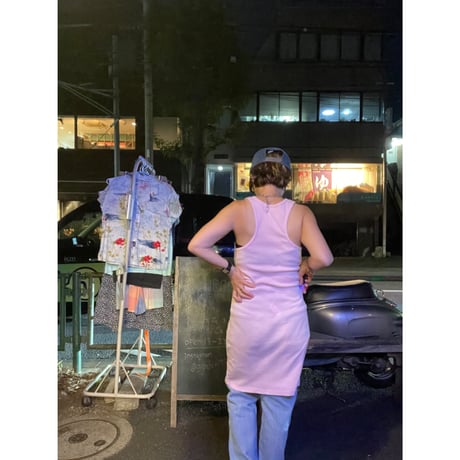 [USED] PASTEL PINK🩷 LONG リブタンク ワンピース