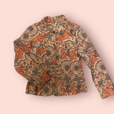 [USED]  花柄刺繍cotton シャツ