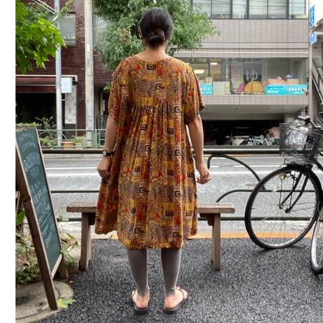 [USED] 民族柄 レーヨンワンピース