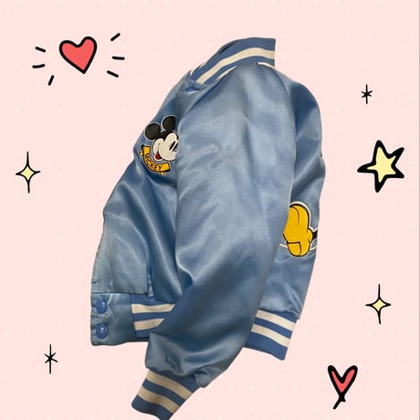 [USED] KIDS  vintage Mickey サテンスタジャン🩵