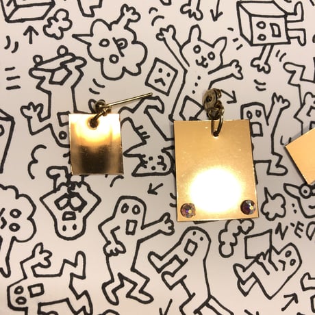 [BENICOTOY] GOLD W プレートピアス (片耳)