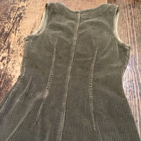 [USED] Smoky green 太コーデュロイ miniワンピース