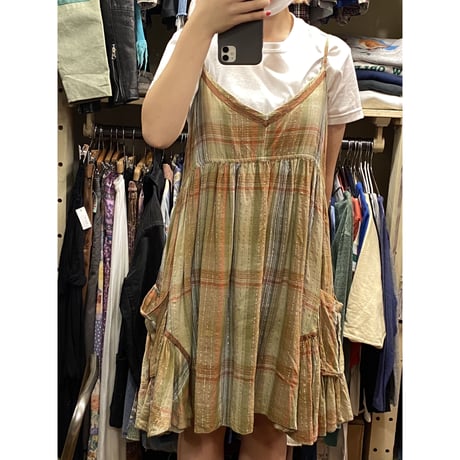 [USED] ふわっとチェック柄キャミワンピース