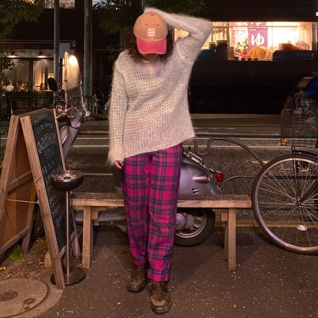 [USED] ピンクチェックWOOL パンツ