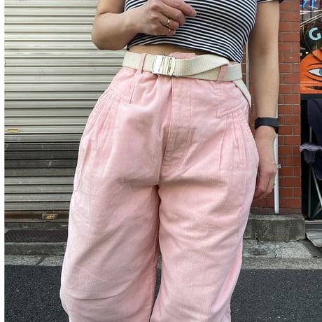 [USED] コーデュロイ♡パステルPINK タックPANTS