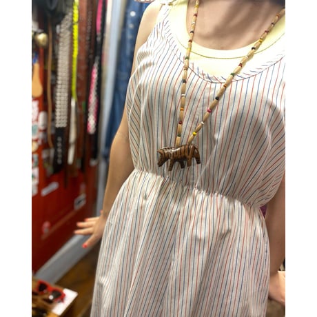[SELECT] 木彫りチャームの ビーズnecklace
