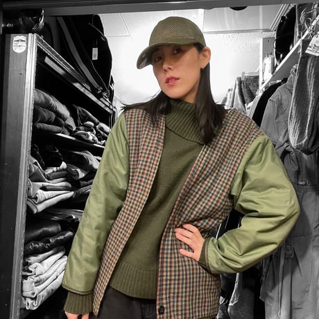 [USED] PRIMALOFT® オリーブ x チェック の ライナー JKT